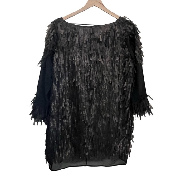 Ray Harris London Textured Fringe Sheer Chiffon Tunic Top Avant Garde Gallery - Picture 4 of 7